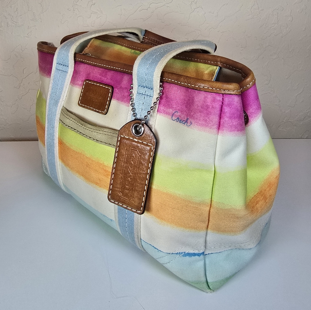 Coach Hampton Multicolor Sherbert Canvas Vintage Tote Bag With COA - Picture 4 of 17